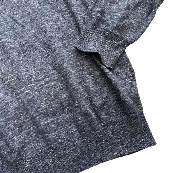 J.Crew Navy Heathered Cotton Crew Neck Sweater L - Picture 2 of 3